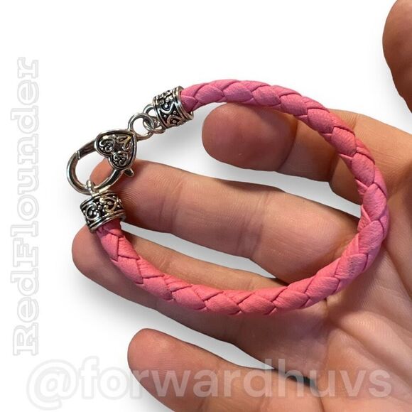 Bundle Sale 3 for $15 | Pink Braided Fabric Bracelet with Silver Tone Clasp - Picture 4 of 10